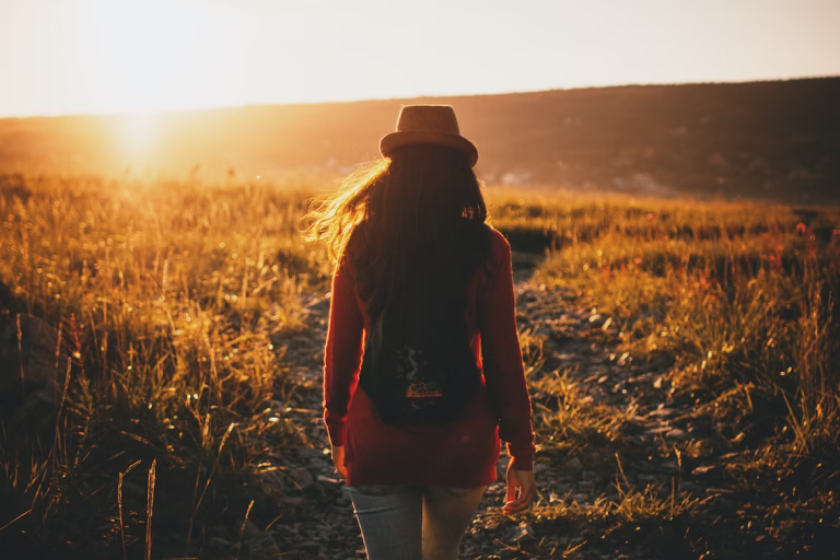 standing girl with backpack